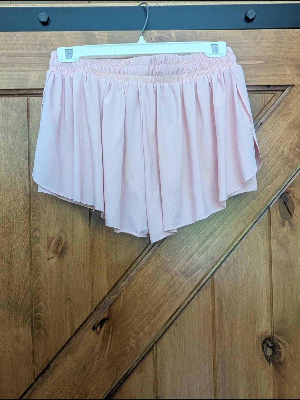 Light Pink Layered Ruffle Drawstring Shorts - Picture 2 of 6